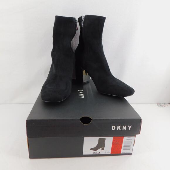 DNKY Black Women's Cavale Heeled Square Toe Bootie Size 6.5 - New Boots